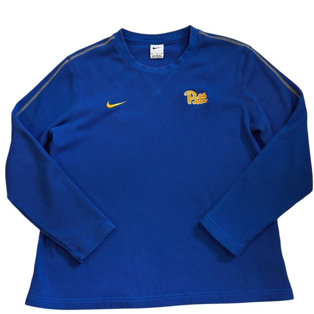 Nike Pitt Panthers Thermal Shirt Mens XL Blue Fleece Lined Waffle Knit Outdoor